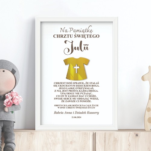 Plakat w ramce (20x30 cm) dla dziecka na chrzest - Łaska chrztu