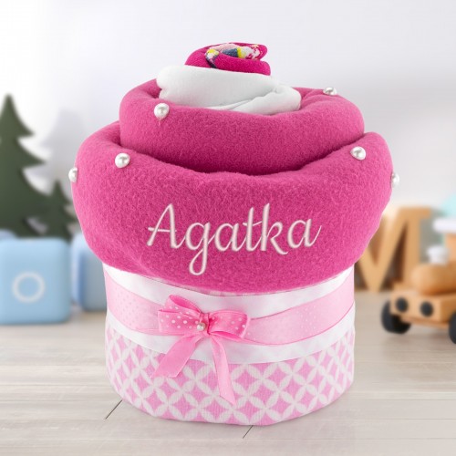 Muffinka z pampersów 4 dla maluszka z haftem - Błękitna słodycz