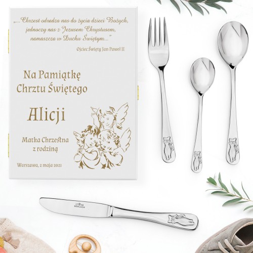 Sztućce dla dzieci Gerlach Bon Ton w pudełku z grawerem - Zjednoczenie