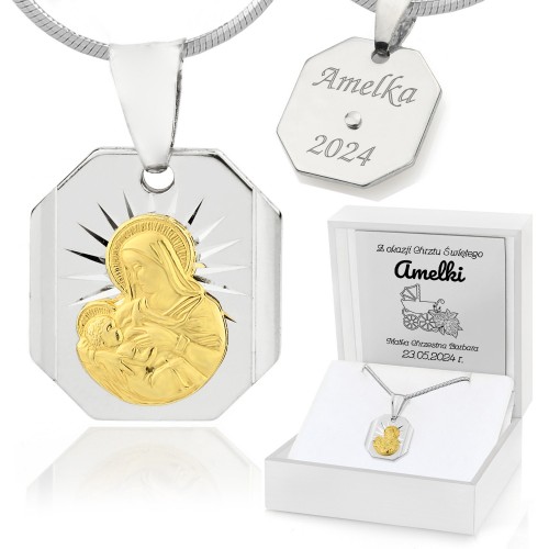 Srebrny medalik z łańcuszkiem pr. 925 z grawerem - Świadectwo wiary
