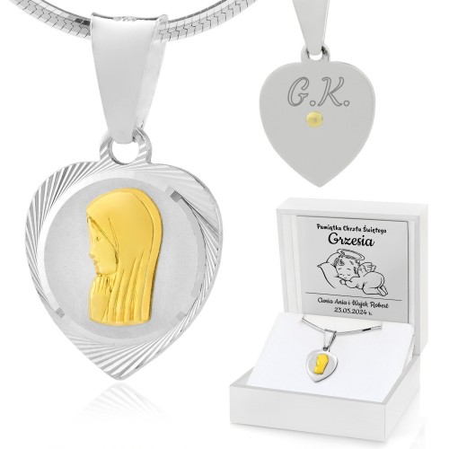Srebrny medalik na łańcuszku pr. 925 z grawerem na chrzest - Umocnienie