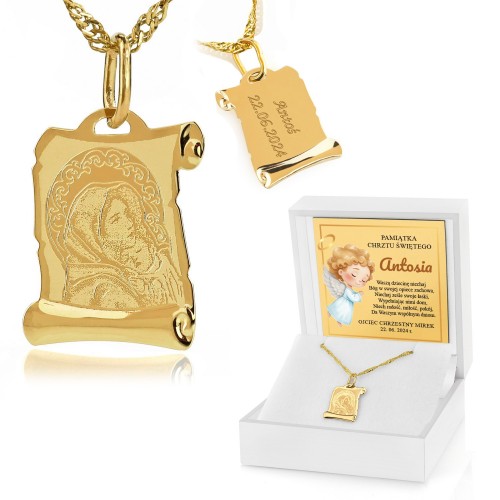 Złoty medalik z łańcuszkiem pr. 585 na chrzest - Wspólne dni