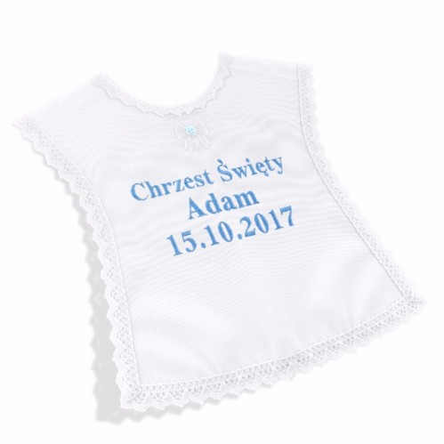 Szatka z haftem (imię, data) dla dziecka na chrzest