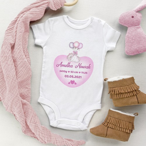 Body dziecięce bawełniane r. 68 z metryczką na narodziny - Metryczka