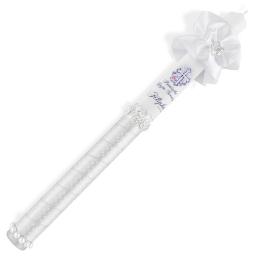 Świeca do chrztu z nadrukiem imienia - White Pearl