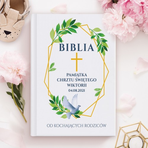 Biblia dla dzieci z nadrukiem dedykacji - Pamiątka Chrztu Świętego