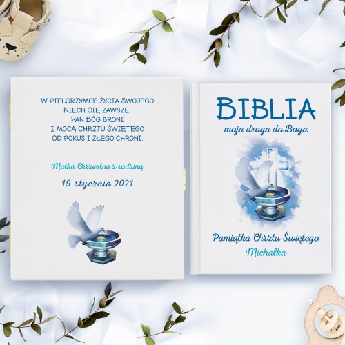 Biblia dla dzieci na chrzest w drewnianym pudełku - Droga do Boga