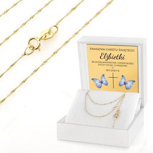 Złoty łańcuszek pr. 585 na pamiątkę chrztu - Singapur