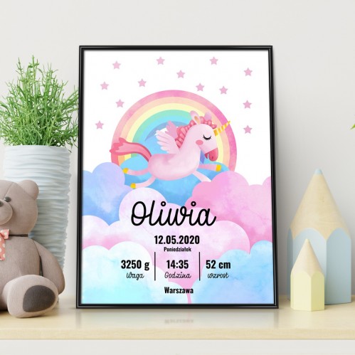 Plakat w ramce (30x40 cm) na chrzest dla dziewczynki - Już Jestem