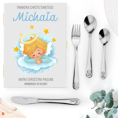 Sztućce dla dzieci z grawerem - Złoty Aniołek