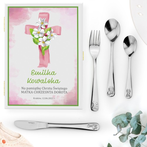 Sztućce dla dzieci z grawerem - Różowy