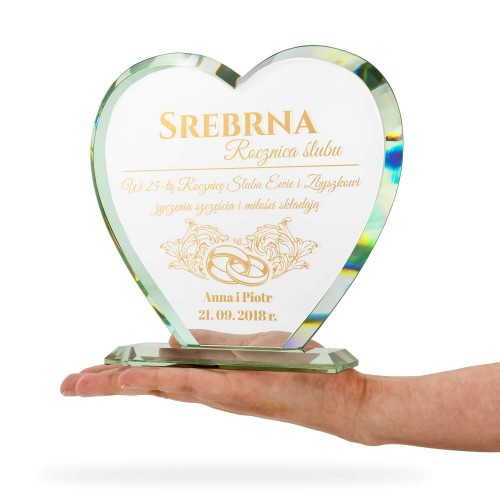 Serce z grawerem na 25 rocznicę ślubu - Srebrna rocznica