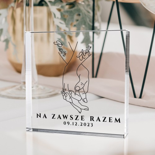 Szklana statuetka z nadrukiem dla zakochanych - Na zawsze razem