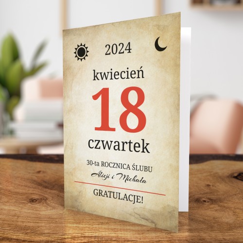 Kartka na 30 rocznicę ślubu - Wzór miłości