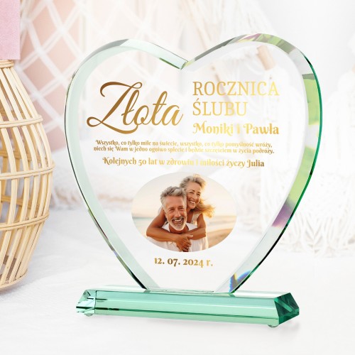 Statuetka szklana z nadrukiem na 50 rocznicę ślubu - Wspólne lata