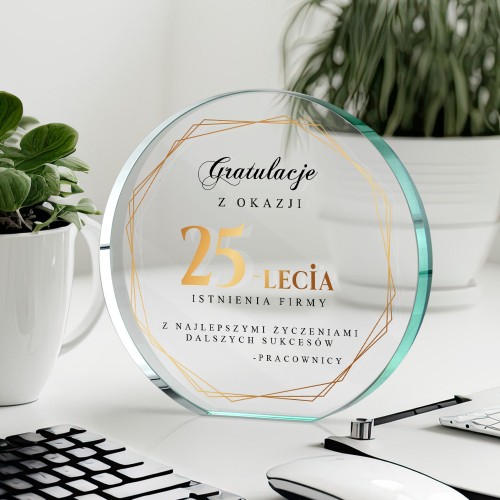 Statuetka szklana z nadrukiem dla firmy - Dalszych sukcesów