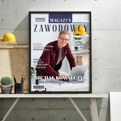 Okładka gazety ze zdjęciem na jubileusz pracy - Zawodowiec