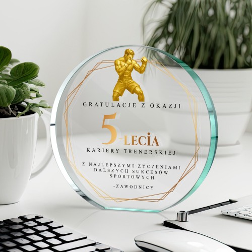 Statuetka szklana z nadrukiem dla trenera MMA - Siła mentora