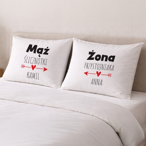 Komplet pościeli 160x200 z nadrukiem imion dla pary - Piękni i młodzi