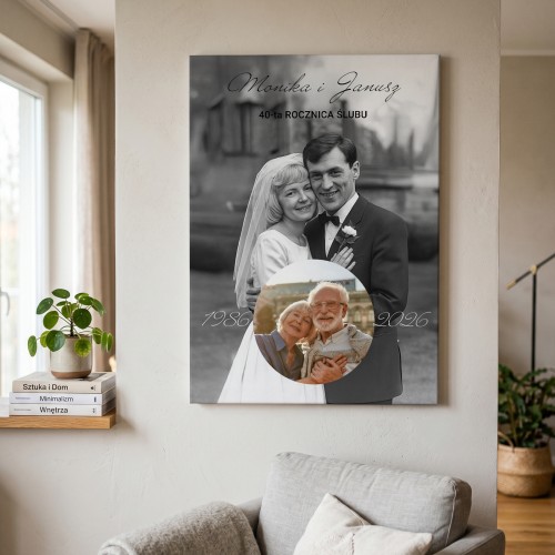 Fotoobraz na płótnie 50x70 cm na 40 rocznicę ślubu - Dobre małżeństwo
