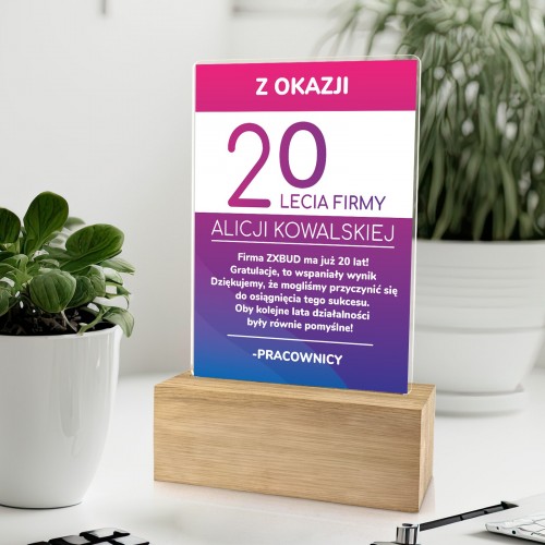 Statuetka z nadrukiem dla szefowej na 20-lecie firmy - Jubileusz