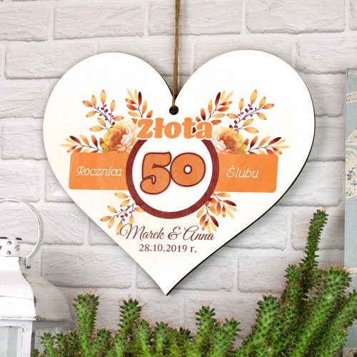 Tabliczka serce z dedykacją - 50 Złota Rocznica Ślubu