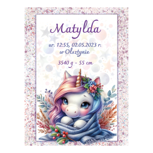 Metryczka plakat - Jednorożce