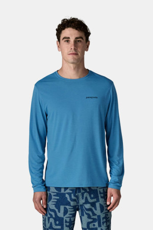 Patagonia M'S L/S Cap Cool Daily Shirt - Boardshort Logo Shirt Blauw L