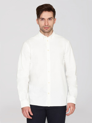 Knowledge Cotton Apparel HARALD Small Owl Oxford Regular Fit Shirt Bright White XL
