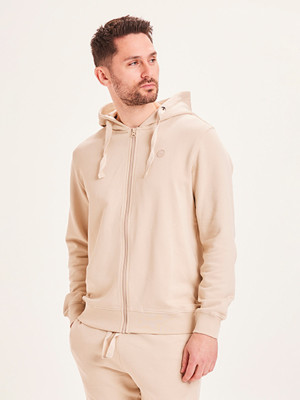 Knowledge Cotton Apparel Zip hood basic badge sweat light feather gray S