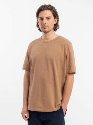 Rotholz Tonal Check T-Shirt Caramel Brown L