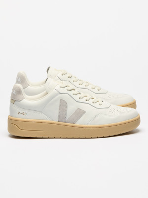 VEJA V-90 O.T. Leather Men Extra White Light Grey Natural 41