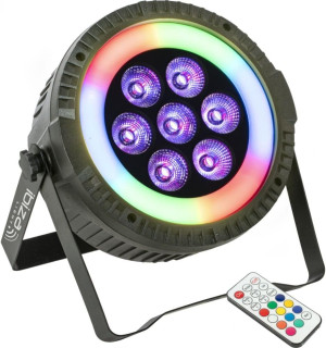 Ibiza  Projetor PAR C/ 7 Leds 6W RGBW 1 Anel LED DMX