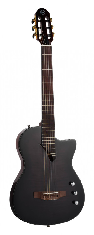 Tanglewood EMDC8BK Thinline Electro Nylon Black Guitarra Acústica com Captador