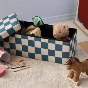 Pufa Dziecięca ze Schowkiem i Przegrodą Kid’s Concept Check Teal 80 cm
