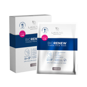 LARENS BIO Renew Tissue Face Mask - 4 sztuki. Rewolucyjna maska-kompres do twarzy z kompleksem bioaktywnych czynników wzrostu z roślinnej placenty BIO