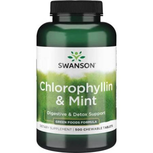 SWANSON Chlorophyll with mint 500 tabletek do ssania chlorofil z miętą