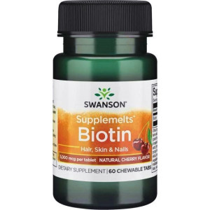SWANSON Biotin 5000 mcg 60 tabletek do ssania biotyna smak wiśniowy