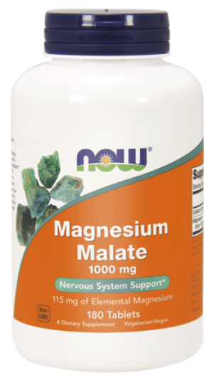 NOW Foods Jabłczan magnezu 1000mg 180 tabletek Magnesium Malate - suplement diety