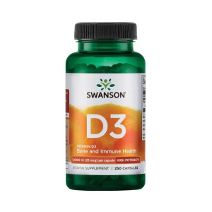 SWANSON Witamina D3 1000IU 250 kapsułek D-3 - suplement diety