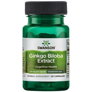 SWANSON Ginkgo Biloba Extract 24% 60 mg 30 kapsułek miłorząb japoński ekstrakt standaryzowany