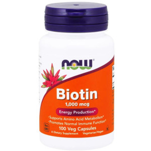 NOW Foods Biotyna 1000 mcg biotin 1 mg 100 kapsułek
