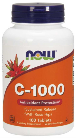 NOW Foods Witamina C-1000 PRZEDŁUŻONE UWALNIANIE z dziką różą 100 tabletek