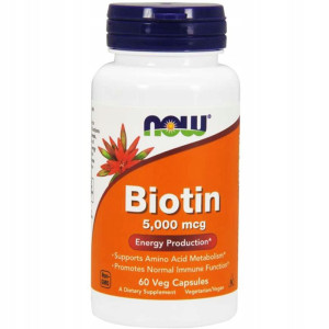NOW Foods Biotyna 5000 mcg biotin 60 kapsułek wegetariańskich
