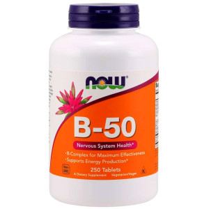 NOW Foods B-50 kompleks witamin B 250 tabletek