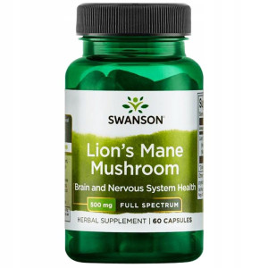SWANSON Lion's Mane soplówka jeżowata 500 mg 60 kapsułek  Full Spectrum hericum
