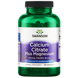 SWANSON Calcium Citrate + Magnesium 150 kapsułek cytrynian wapnia + magnez