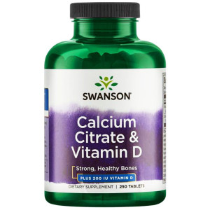 SWANSON Calcium Citrate with Vitamin D3 250 tabletek cytrynian wapnia & witamina D3