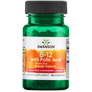 SWANSON Witamina B-12 1000mcg 60 tabletek z kwasem foliowym 400mcg pod język B12 - suplement diety