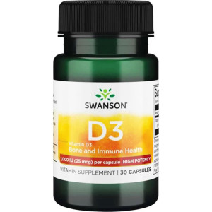 SWANSON Witamina D3 1000IU 30 kapsułek D-3 - suplement diety